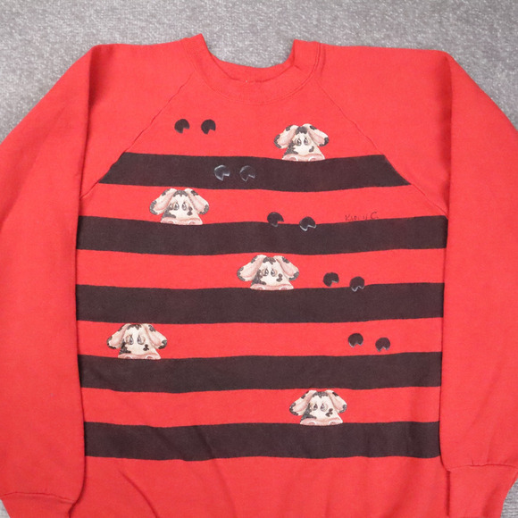 Vintage Womens Cute Cows Karen C. XL Red Long Sleeve Pullover Sweatshirt - Picture 5 of 10